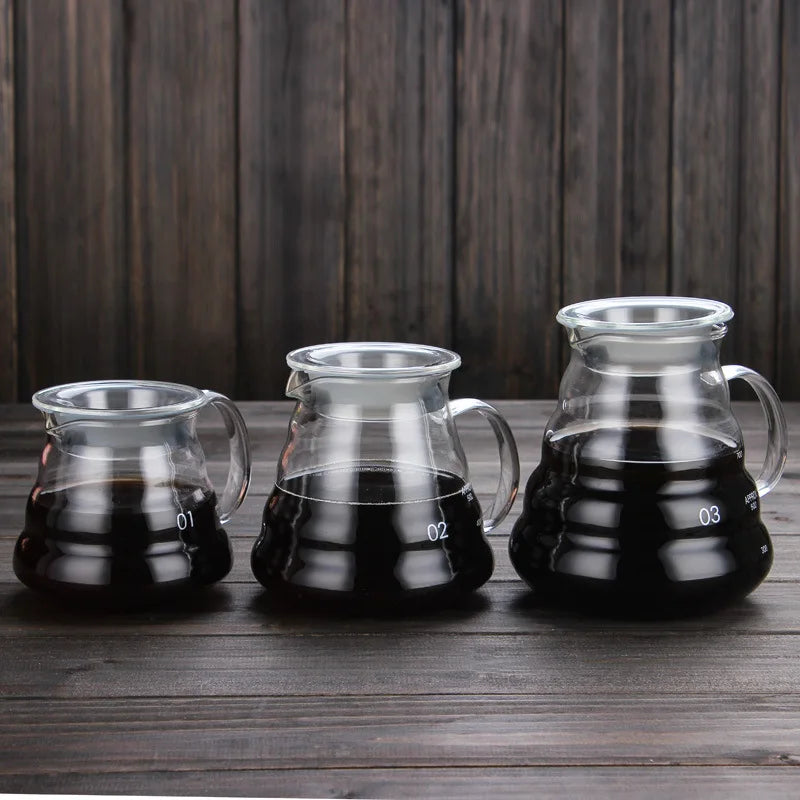 Clear Glass Coffee Pot 350ml 600ml 800ml Coffee Brew Drip Kettle Coffee Pot