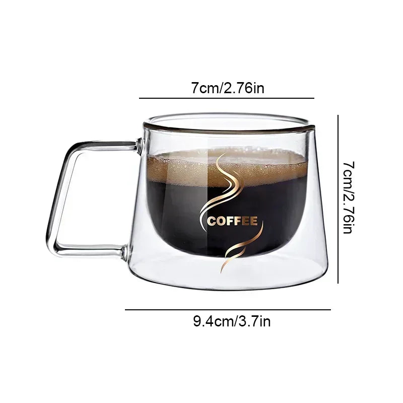 200ml Double Wall Glass Espresso Cup with Handle