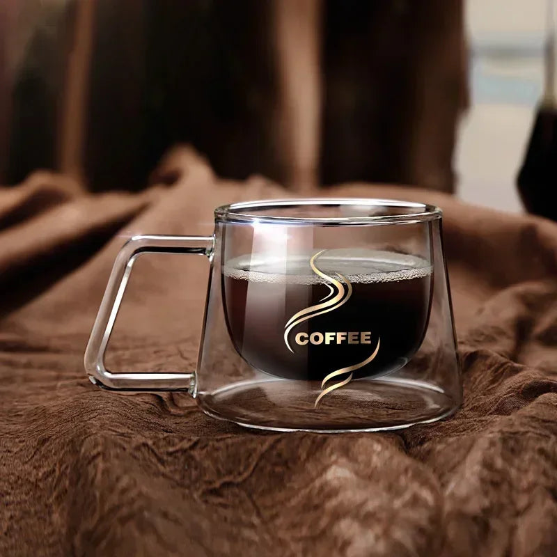 200ml Double Wall Glass Espresso Cup with Handle