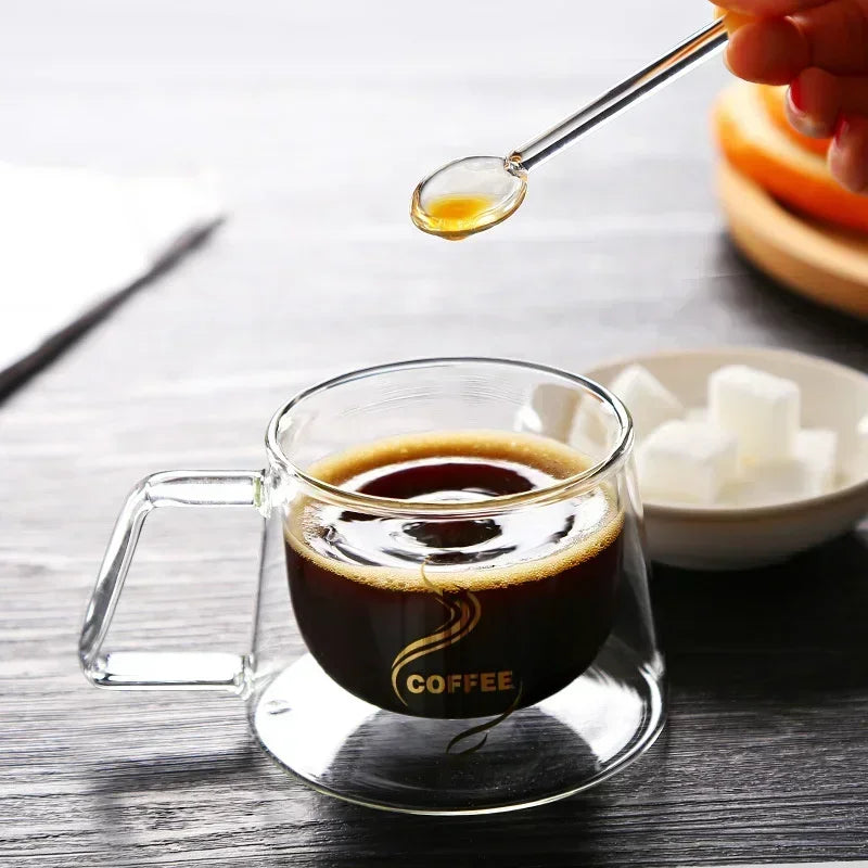 200ml Double Wall Glass Espresso Cup with Handle