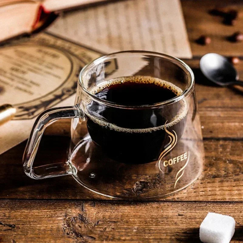 200ml Double Wall Glass Espresso Cup with Handle