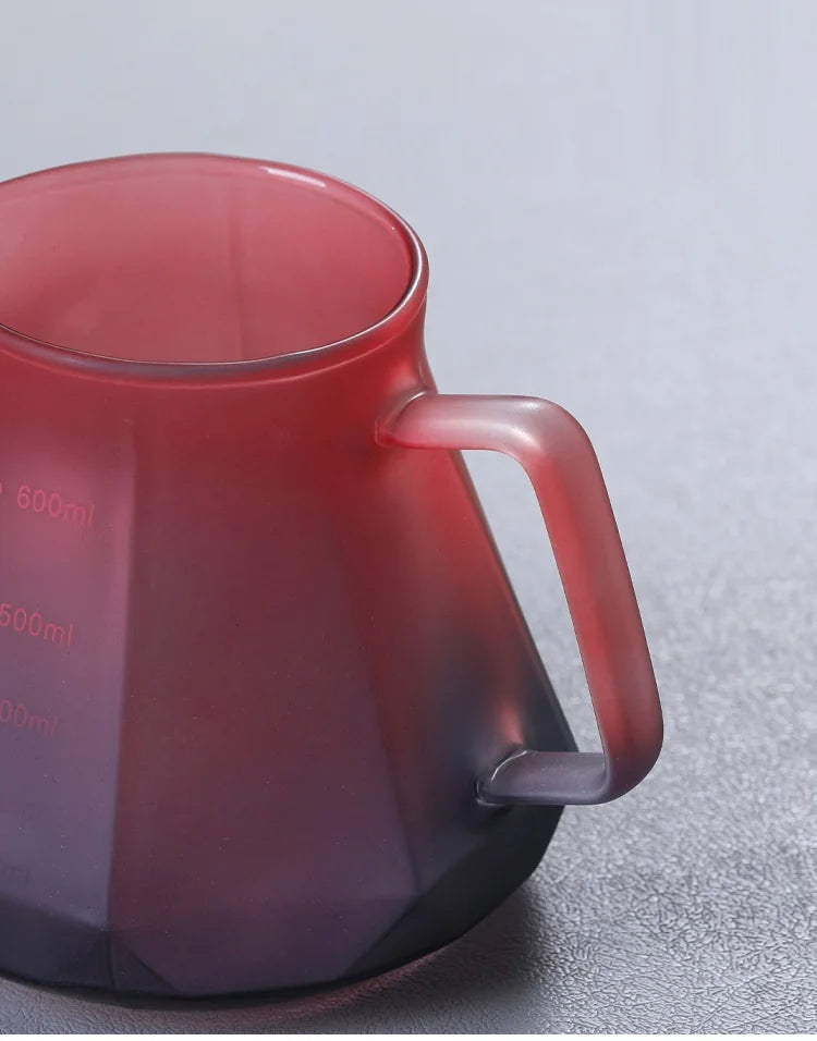 600ml High-Heat Borosilicate Glass Coffee Pour Over Set – Smart Walnut Handle Filter Cup & Sharing Pot for Home/Café/Restaurant
