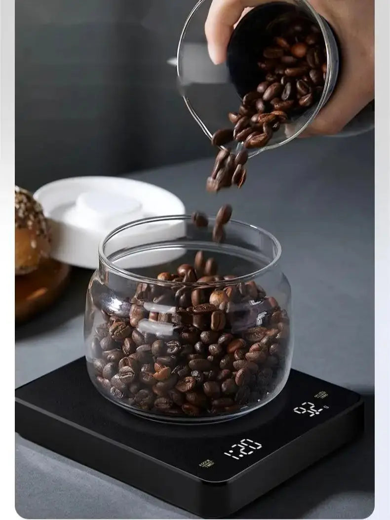 Household electronic kitchen scale, high-precision digital coffee scale with timer, small platform scale for baking food, portab