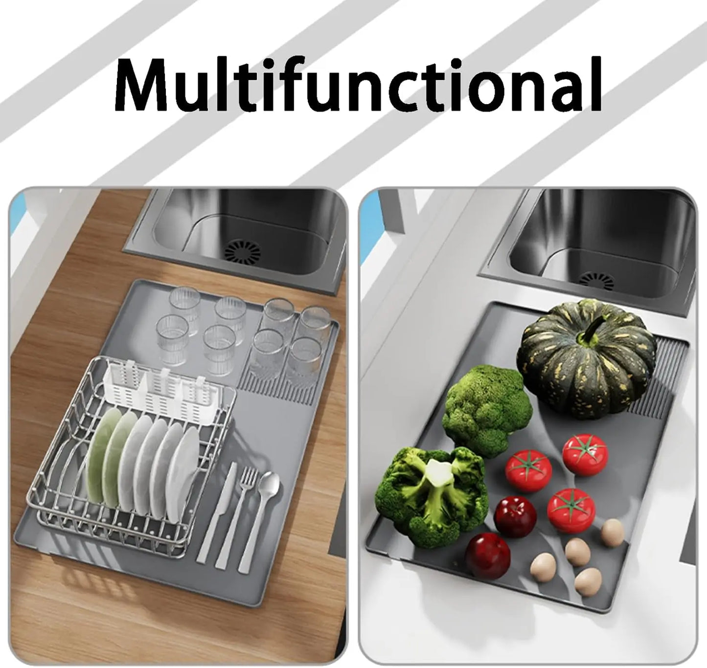 3-In-1 Silicone Coffee Mat Multi-Functional Non-Slip Bar Mat for Countertops for Mess-Free Coffee Station Setup Essential Coffee
