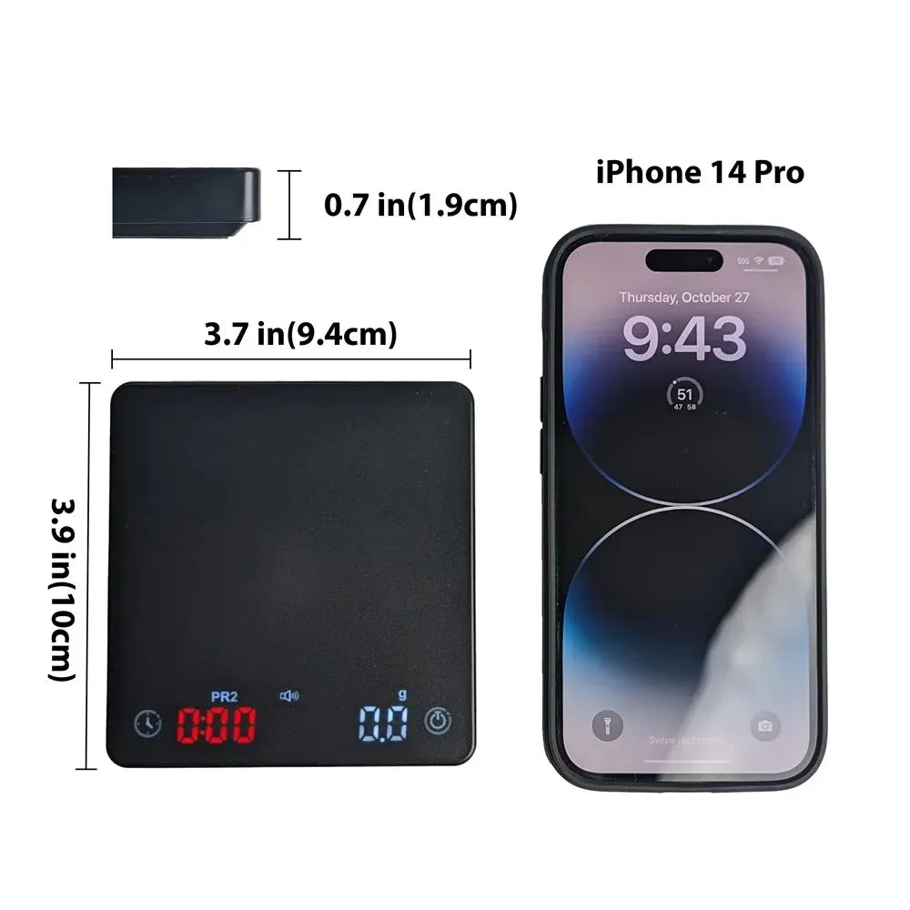 Coffee Scale Nano Coffee Scale with Timer Espresso Scale with Auto Peel Touch Sensor and Silicone Lid