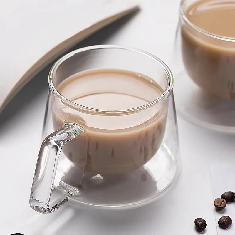 200ml Double Wall Glass Espresso Cup with Handle
