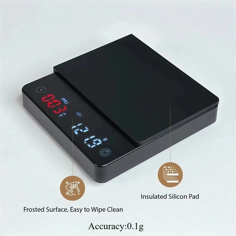 Coffee Scale Nano Coffee Scale with Timer Espresso Scale with Auto Peel Touch Sensor and Silicone Lid