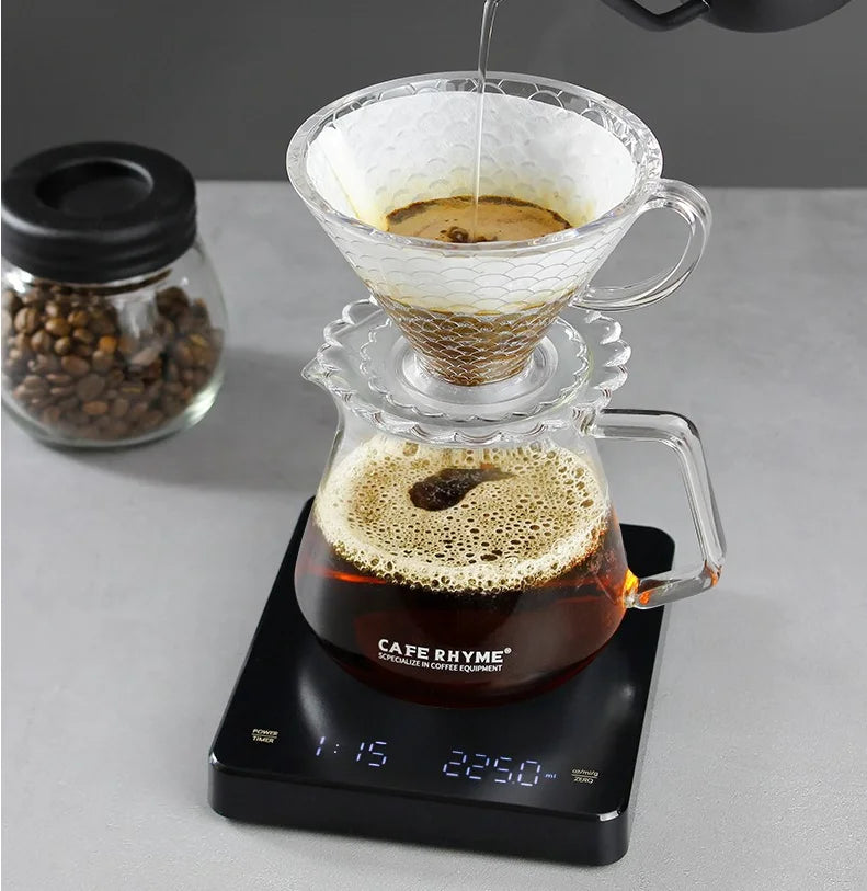 Household electronic kitchen scale, high-precision digital coffee scale with timer, small platform scale for baking food, portab