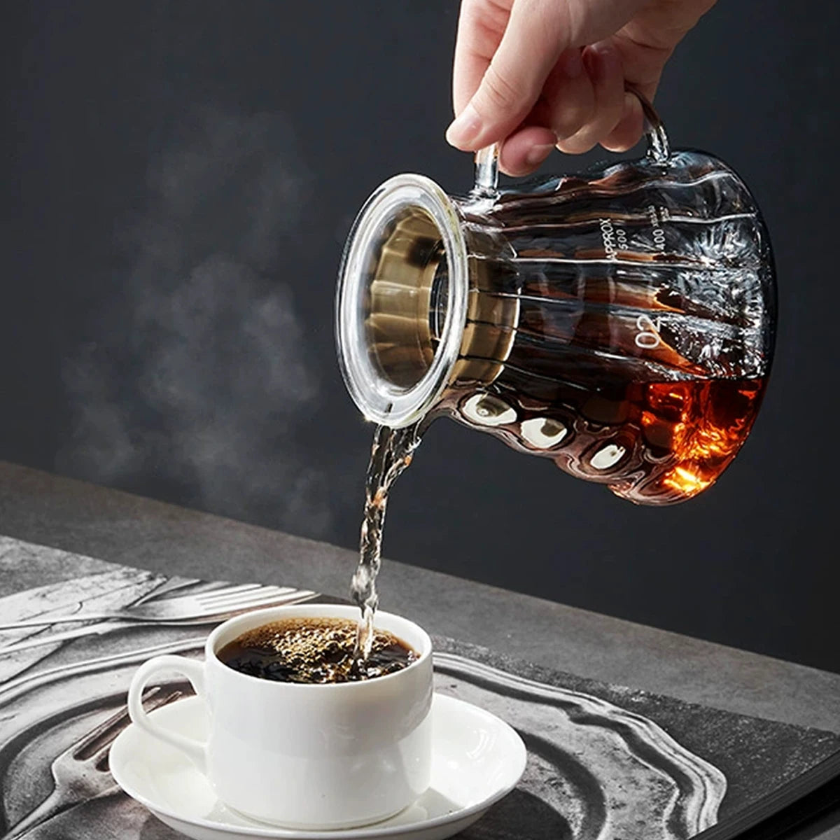 Leeseph Coffee Carafe, High Borosilicate Glass Coffee Server for Pour Over Coffee Ware Clear Pot with Rubber Lid, 600ml/20oz