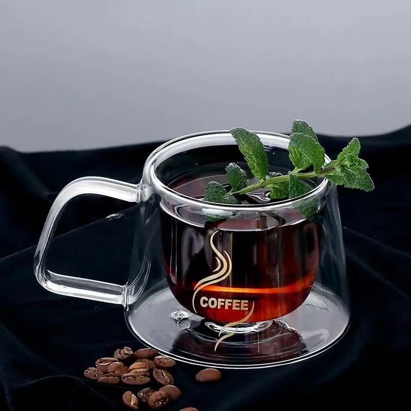 200ml Double Wall Glass Espresso Cup with Handle