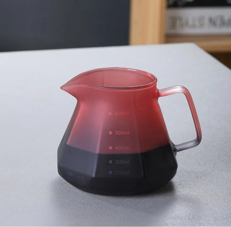600ml High-Heat Borosilicate Glass Coffee Pour Over Set – Smart Walnut Handle Filter Cup & Sharing Pot for Home/Café/Restaurant