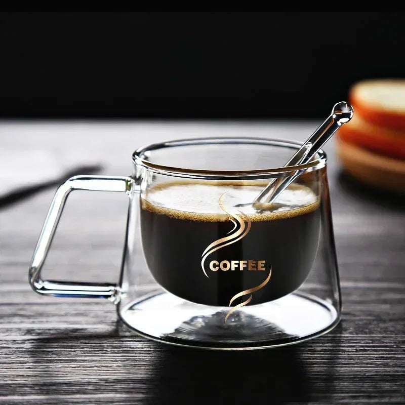 200ml Double Wall Glass Espresso Cup with Handle