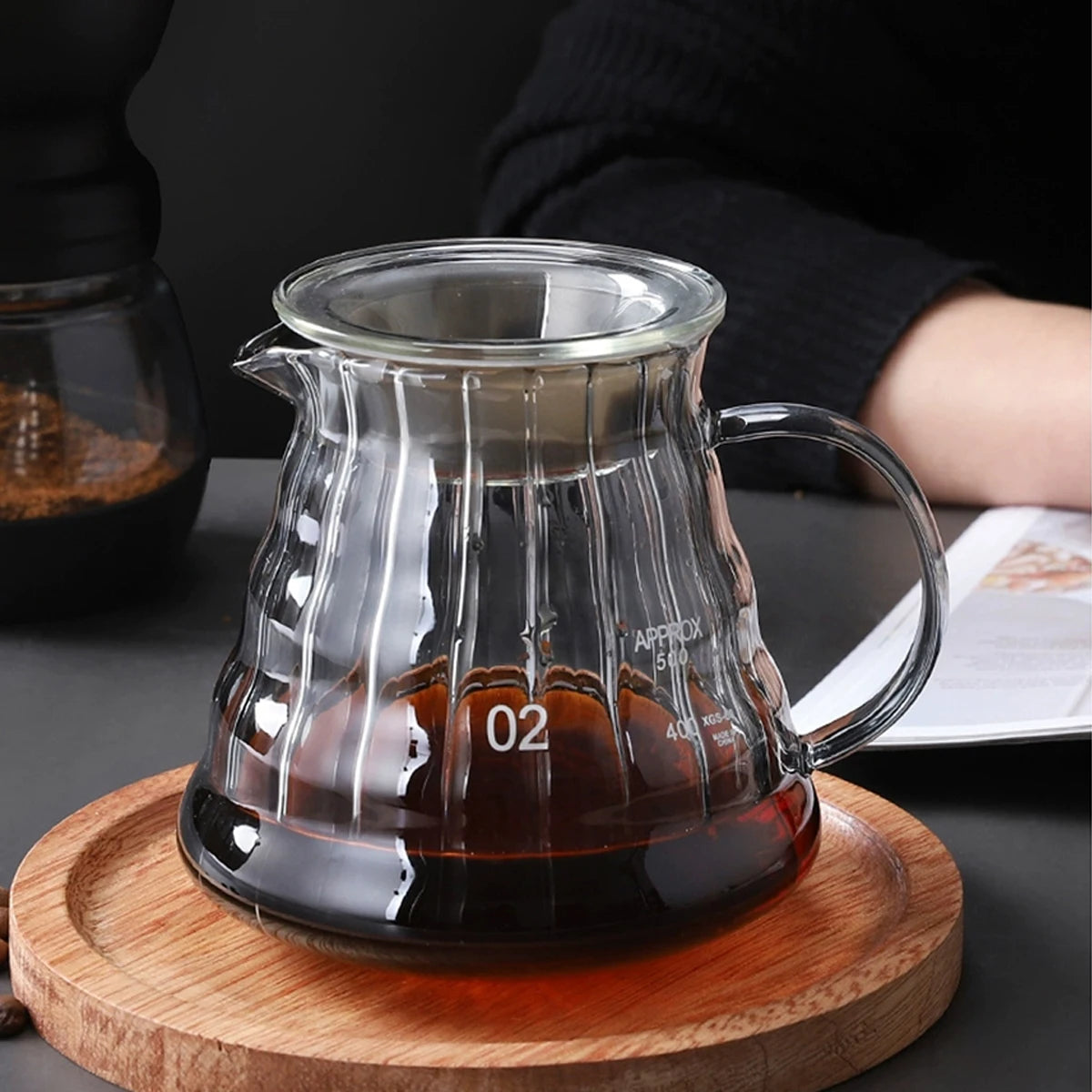 Leeseph Coffee Carafe, High Borosilicate Glass Coffee Server for Pour Over Coffee Ware Clear Pot with Rubber Lid, 600ml/20oz
