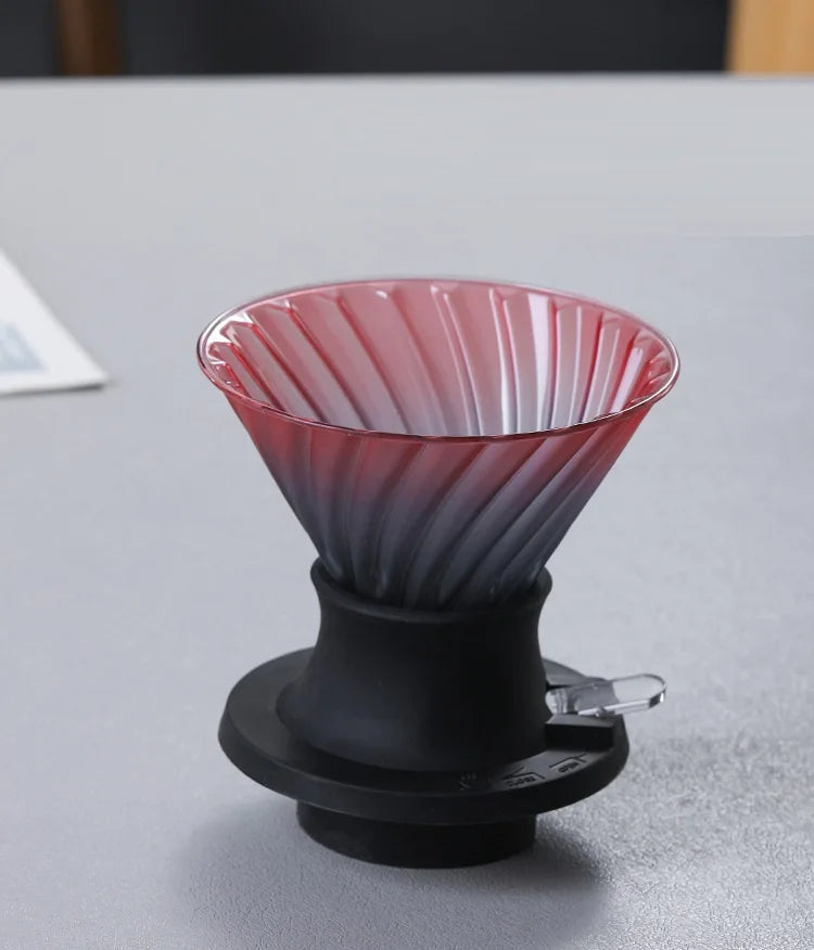 600ml High-Heat Borosilicate Glass Coffee Pour Over Set – Smart Walnut Handle Filter Cup & Sharing Pot for Home/Café/Restaurant