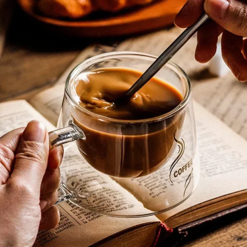 200ml Double Wall Glass Espresso Cup with Handle